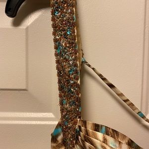 Long gown. Beautiful soft fabric. Lined. Backless.